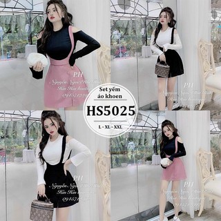 SET BIGSIZE YẾM ÁO KHOÉT VAI HS5025 -HỒNG,ĐEN-L,XL,XXL
