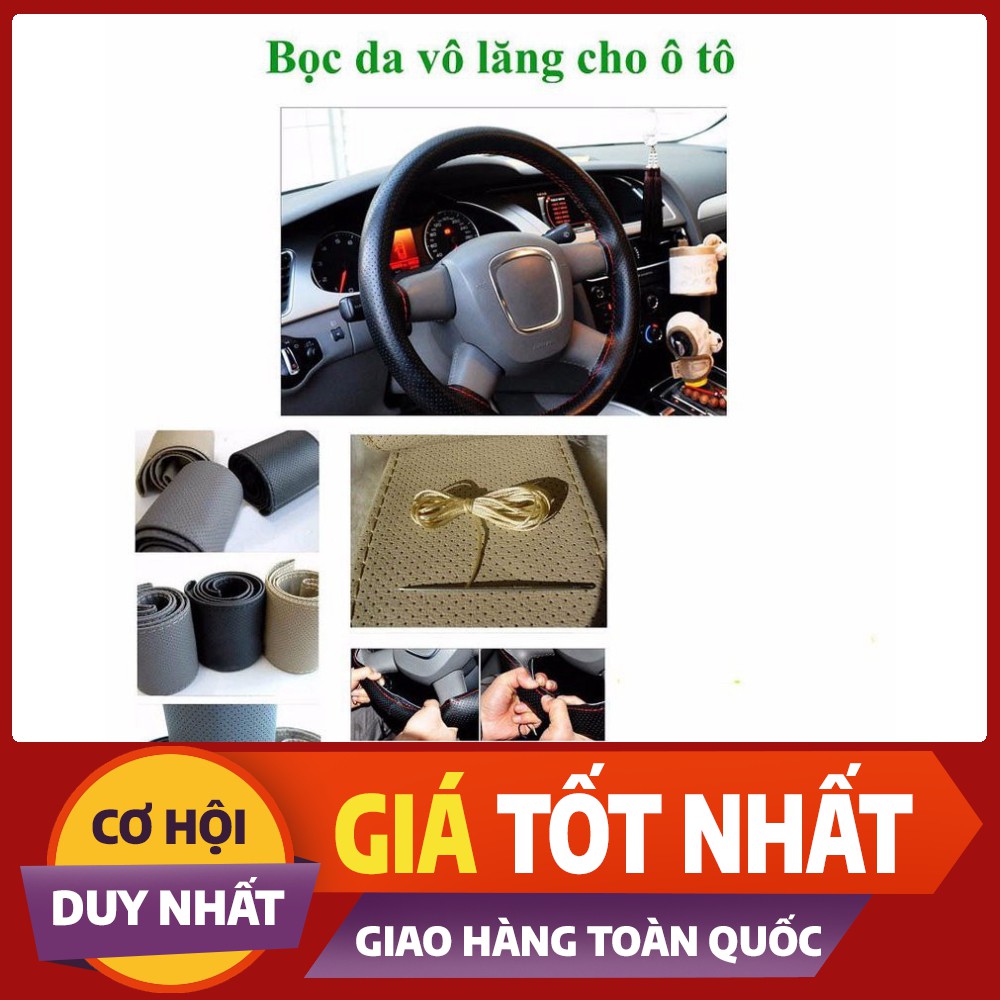 Bọc vô lăng khâu tay cho ô tô bằng da cao cấp