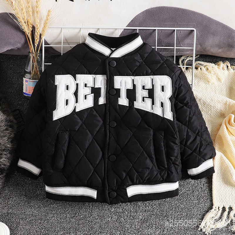 Áo Khoác Bóng Chày Lót Cotton Thời Trang Thu Đông Cho Bé Trai