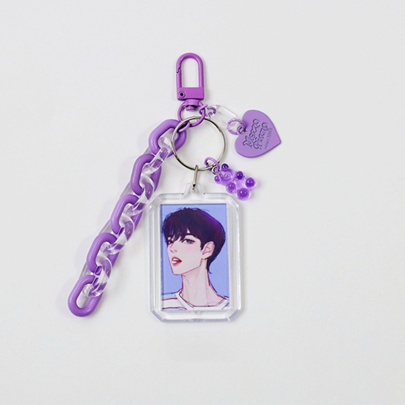 Móc Khóa Đựng Thẻ Ảnh Bằng Acrylic Hình Gấu K-POP DIY