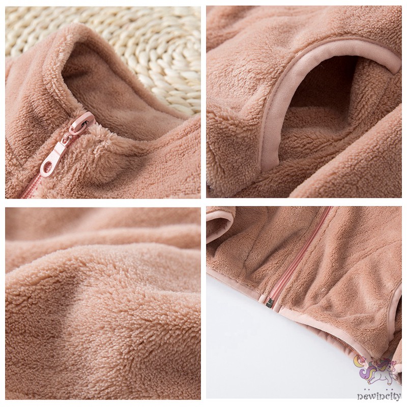 Áo khoác nhung san hô giữ ấm phong cách Hàn Quốc thời trang xinh xắn cho bé