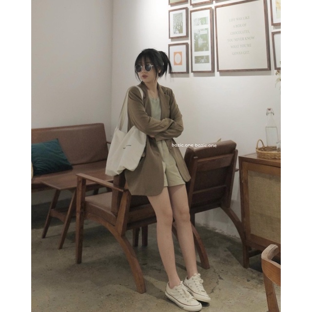 Áo blazer 1 lớp dáng rộng Hàn Quốc, blazer tone pastel form rộng Bazic one | BigBuy360 - bigbuy360.vn