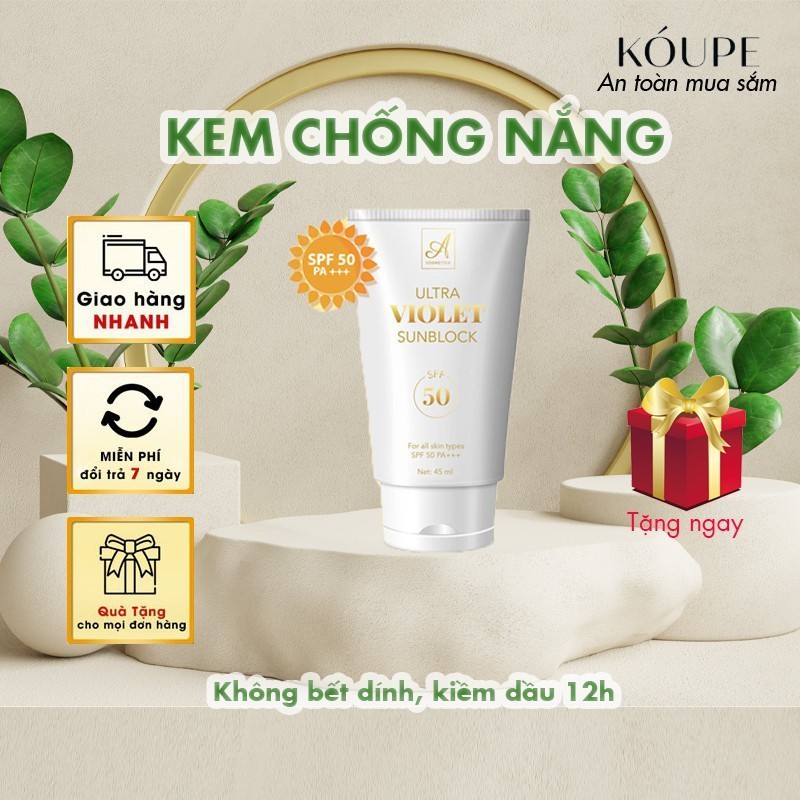 Kem Chống Nắng A cosmetics ULTRA VIOLET SUNBLOCK, SPF 50 PA+++, Bao vệ da khỏi tia nắng, tia UVB , UVA suốt 8 tiếng
