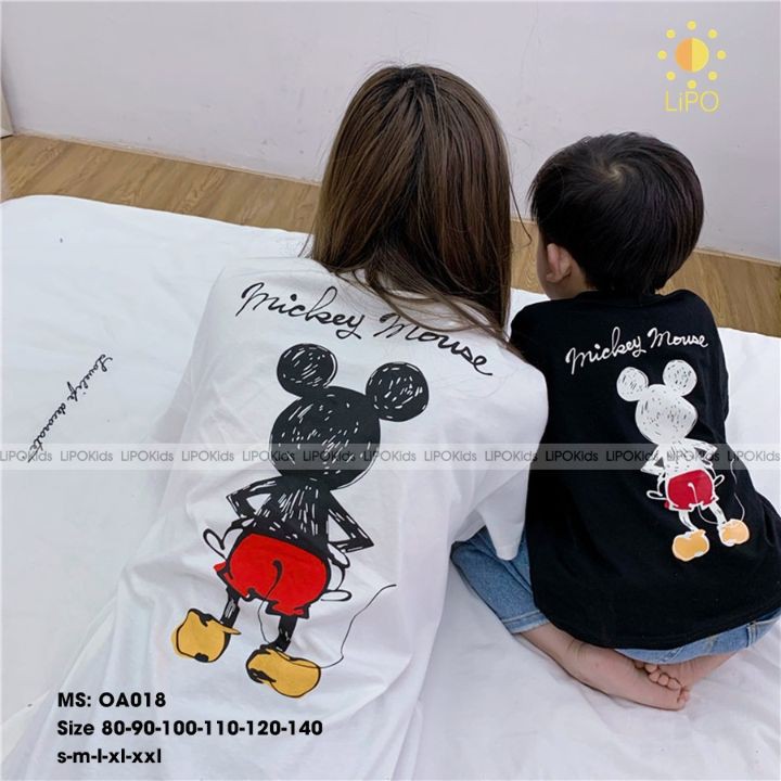 Áo Phông Gia Đình Hình MicKey Đáng Yêu 3 Màu Xám, Trắng, Đen - OA018