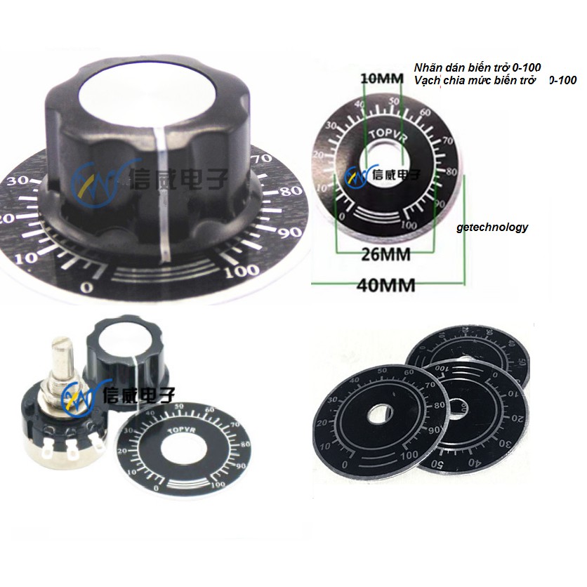 Nhãn dán Vạch Chia Mức biến trở 0-100