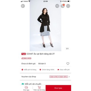 Áo sơ mi Cchat vạt lệch 2T màu đen new