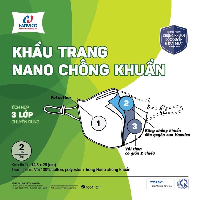 Set 2 Khẩu Trang 3 Lớp Hanvico Kháng Khuẩn(Giao Ngẫu Nhiên)