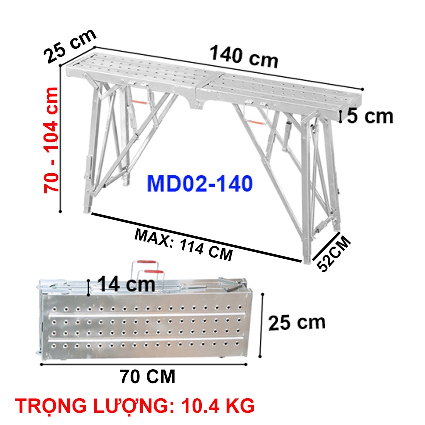 Giàn giáo gấp gọn MD02-140 Chính hãng NIKITA