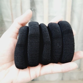 Túi 10 thun cột tóc trơn màu đen (bản 1.5cm)
