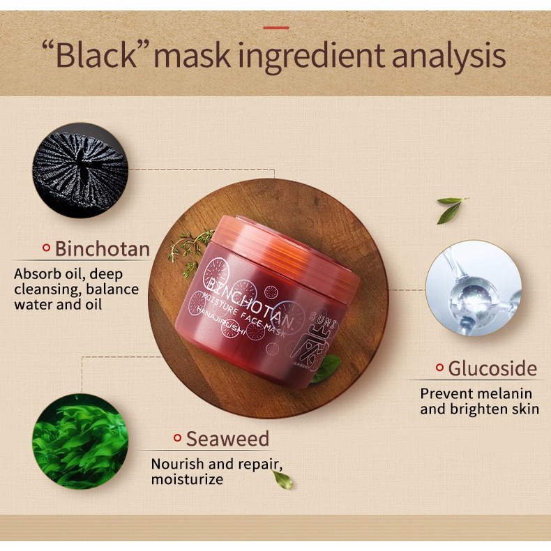 Mặt nạ than hoạt tính HANAJIRUSHI dùng cho da hỗn hợp và da thông thường 220g