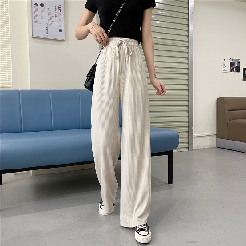 Xiaozhainv Quần Dài Ống Rộng Lưng Cao Thời Trang Cho Nữ