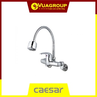 Bộ vòi bếp nóng lạnh gắn tường cần mềm caesar K526C đầu vòi 2 chế độ nước