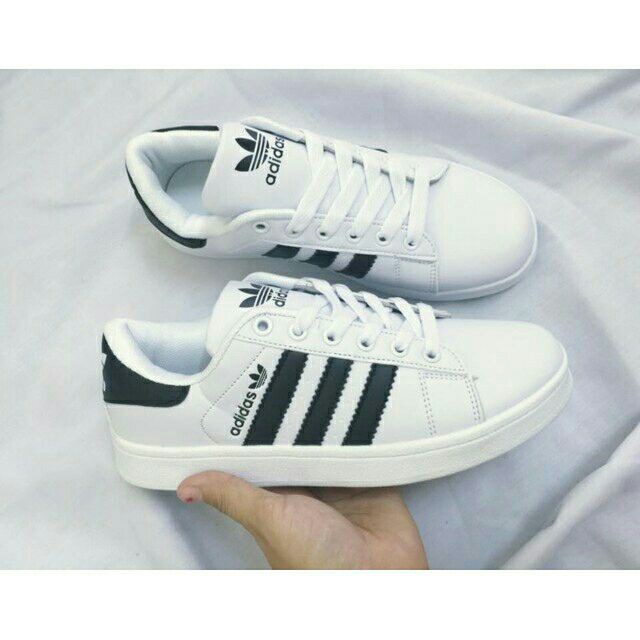 Giày Adidas Trắng Sọc Đen mũi trơn (shat sale off)