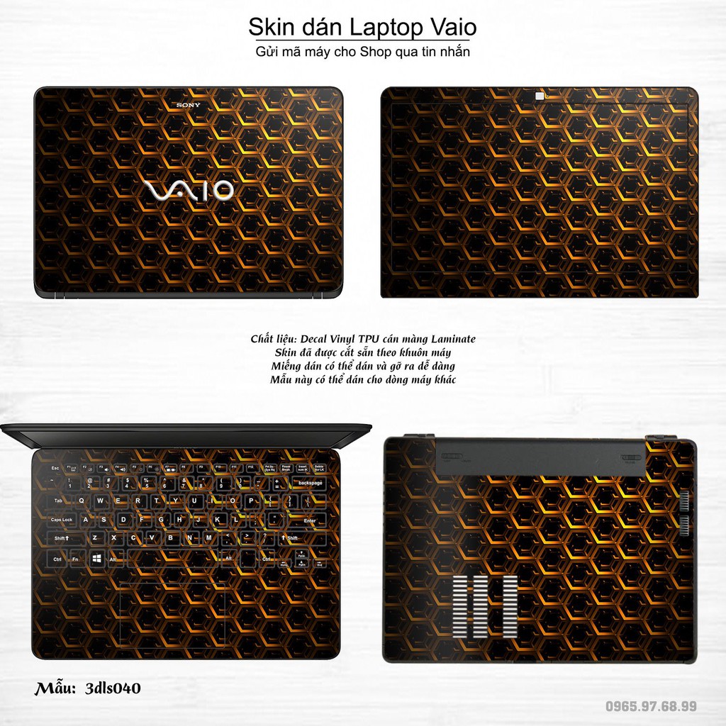 Skin dán Laptop Sony Vaio in hình 3D Green (inbox mã máy cho Shop)