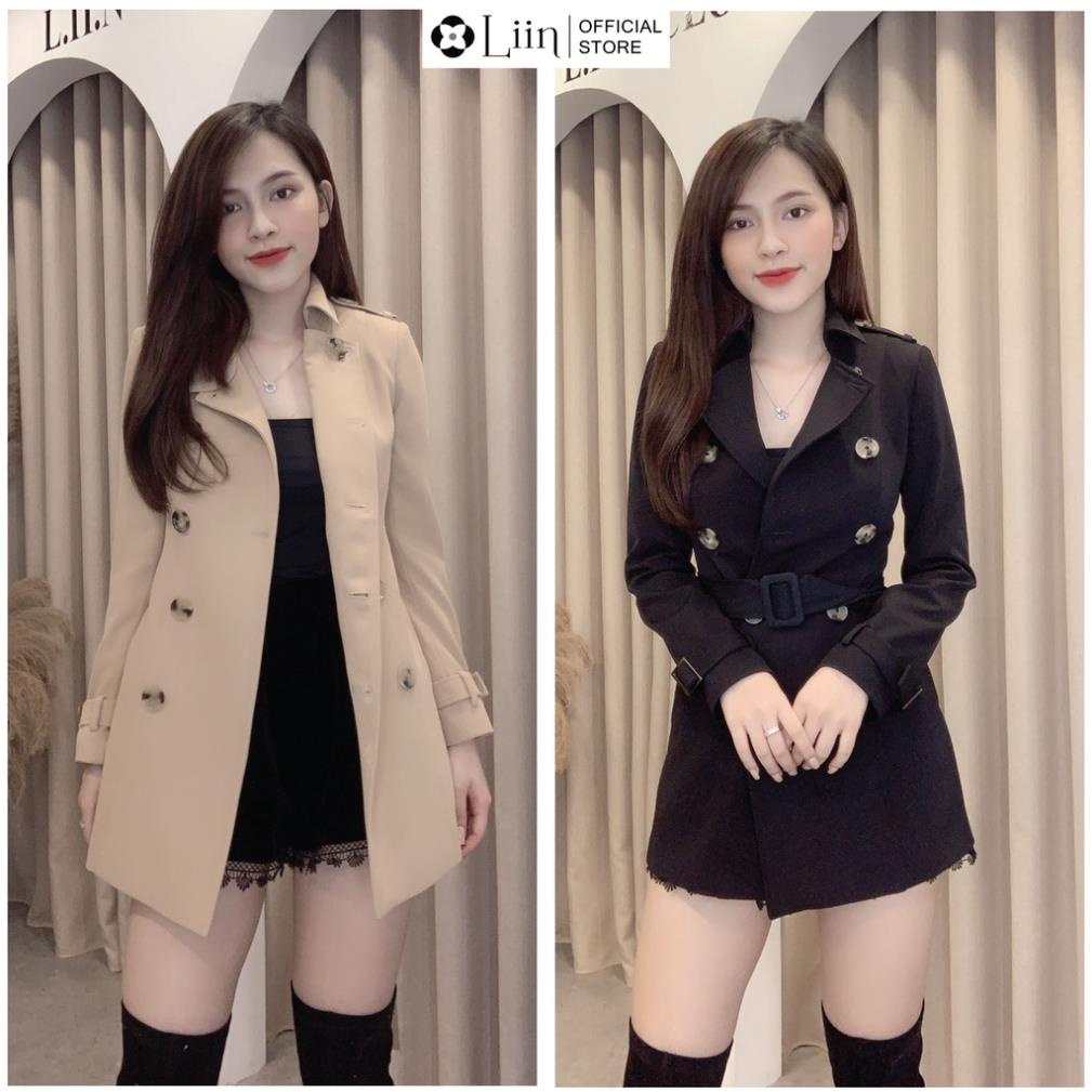 Áo Mangto nữ dáng dài Kaki Gân Chéo thiết kế thanh lịch, cuốn hút Liin Clothing V5383 | BigBuy360 - bigbuy360.vn