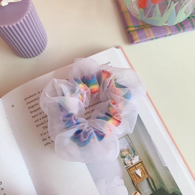 Dây vải cầu vồng may cột tóc