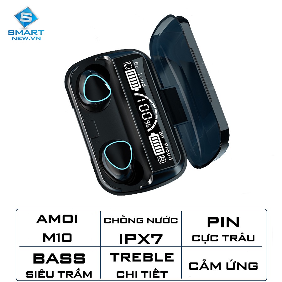 Tai nghe không dây Amoi M10 thế hệ mới - Bluetooth 5.1 - Chống nước IPX7 - Bass siêu trầm