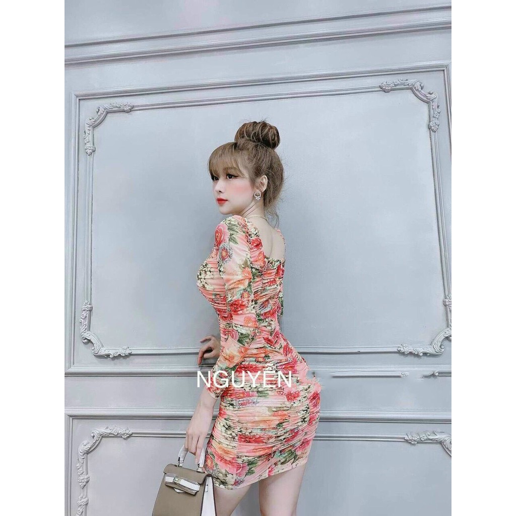 ĐẦM NỮ BODY TAY DÀI NHÚN THÂN (CÓ MÚT NGỰC) THỜI TRANG THIẾT KẾ VESTA TD70