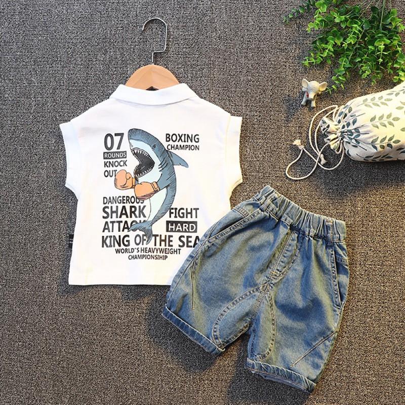 Set Áo Thun Ba Lỗ+Quần Short Jeans Cho Bé Trai