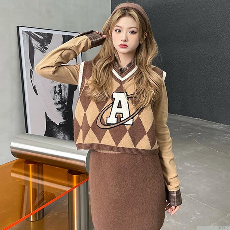 Áo len nữ không tay cổ chữ V thời trang Hàn Quốc