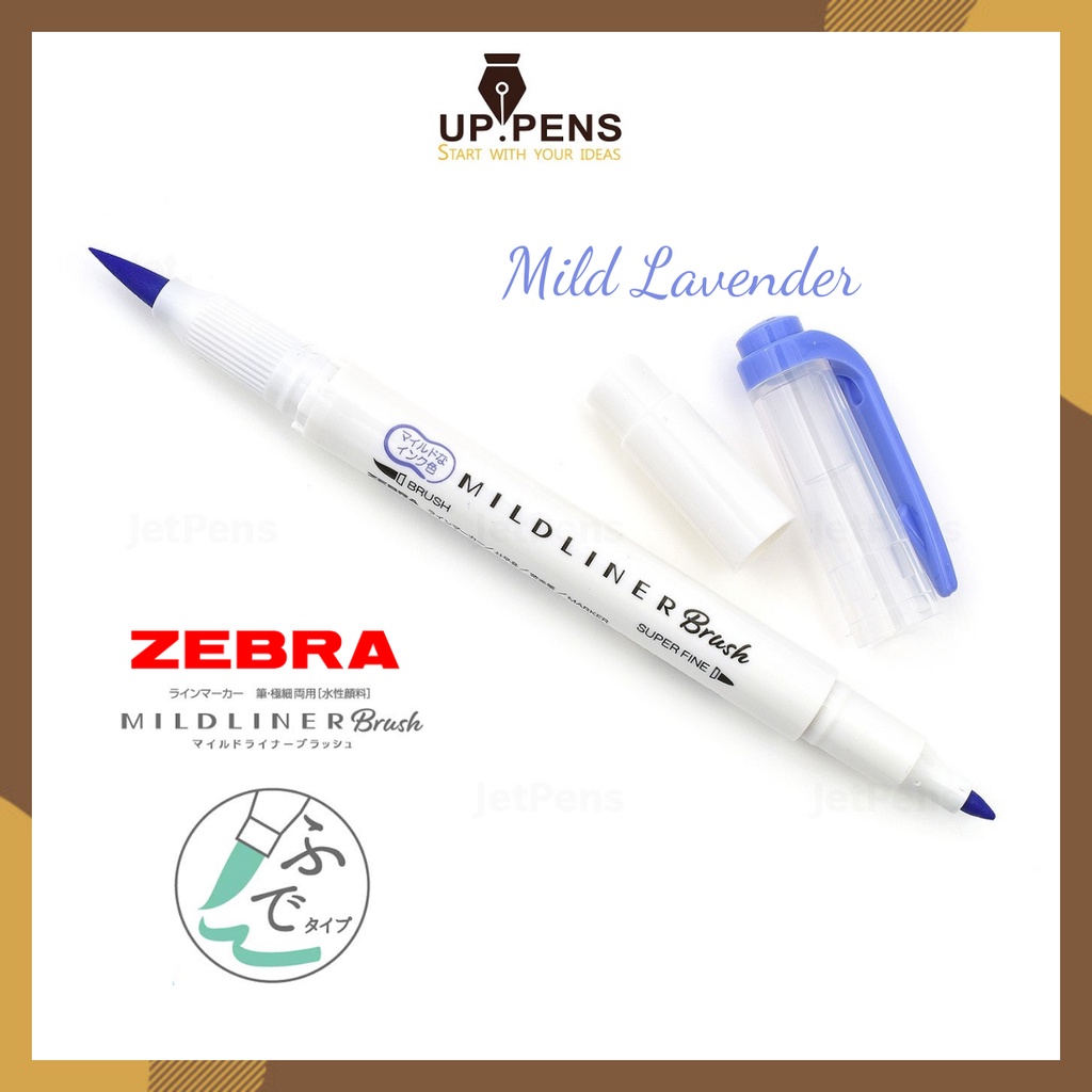 Bút lông đầu cọ Zebra Mildliner Double-Sided Highlighter Brush - Brush/ Extra Fine - Màu tím lavender (Mild Lavender)