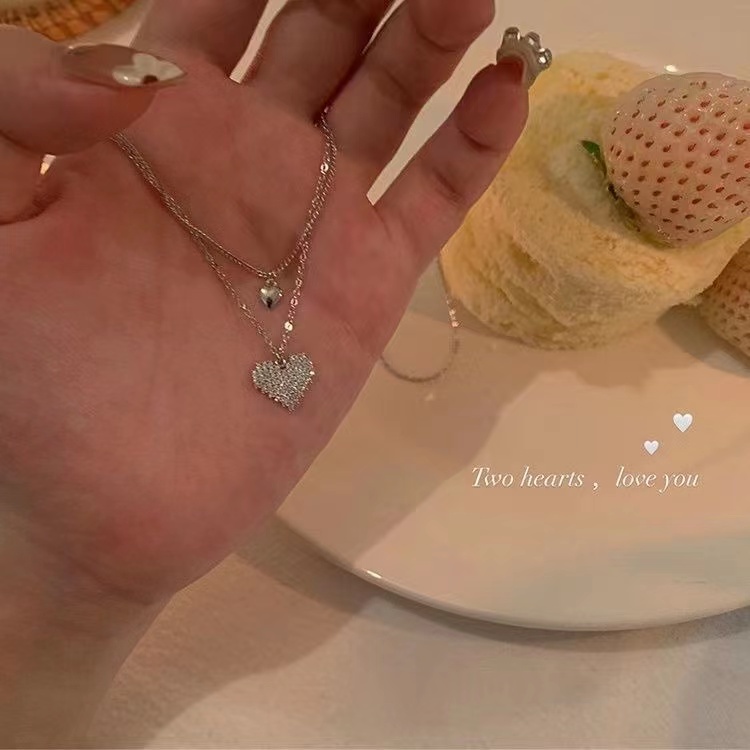 Vòng cổ choker IF YOU hai lớp mặt hình trái tim thời trang Hàn Quốc dành cho nữ