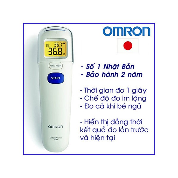 Nhiệt Kế Điện Tử Chính Hãng Omron - MC - 720 (Đo Trán) - Bảo Hành 2 năm (tặng quạt mini)