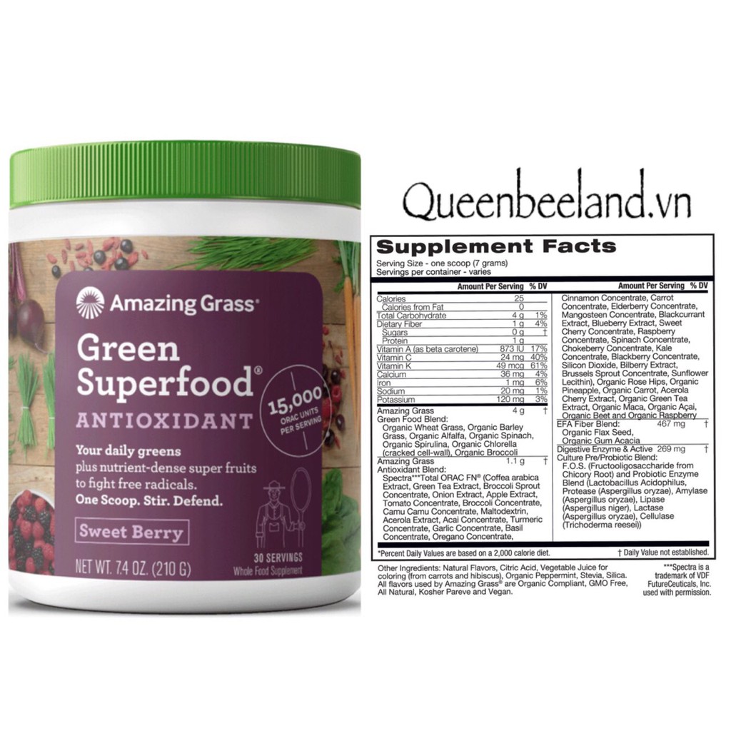 BỘT RAU QUẢ HỮU CƠ AMAZING GRASS GREENSUPERFOOD