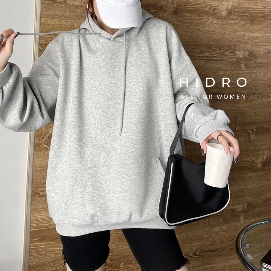 Áo Hoodie Unisex HIDRO Nỉ Bông Có Mũ Oversize Form Rộng Thời Trang