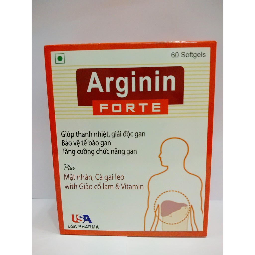 VIÊN UỐNG BỔ GAN ARGININ FORTE - MẬT NHÂN - CÀ GAI LEO - GIẢO CỔ LÀM - HỘP 60 VIÊN