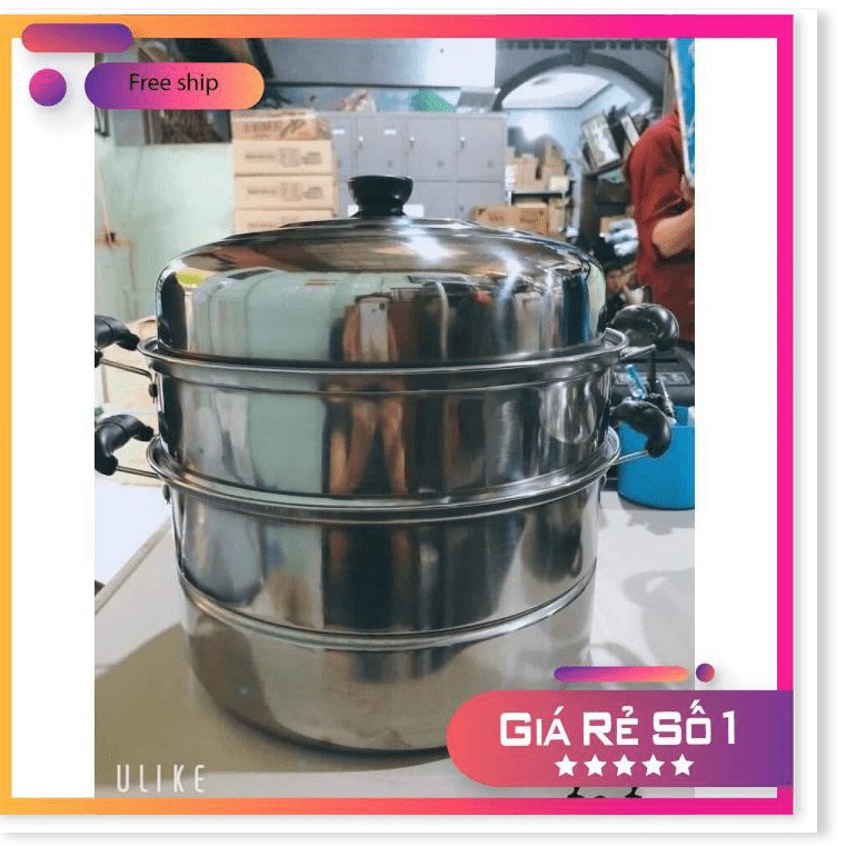 Nồi hấp inox 3  tầng hiện đại kích thước lớn, có thể sử dụng trên mọi loại bếp . [HÀNG LOẠI 1]