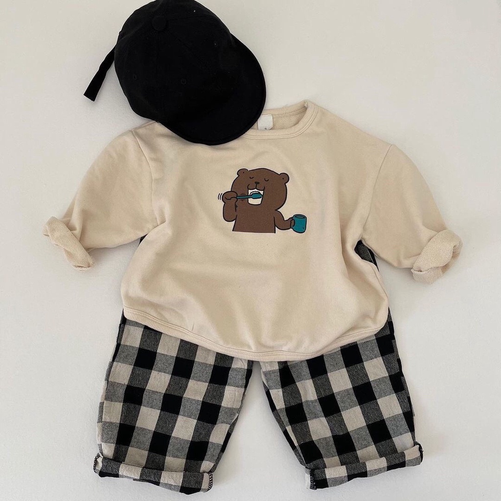 Bộ đồ thu đông trẻ em họa tiết động vật cute đáng yêu phong cách Hàn quốc, vải mềm đẹp