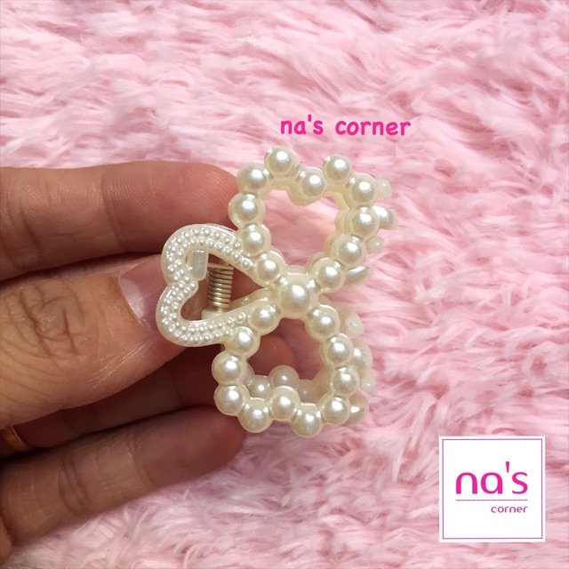 Kẹp cua nhựa nhỏ giả ngọc trai dễ thương