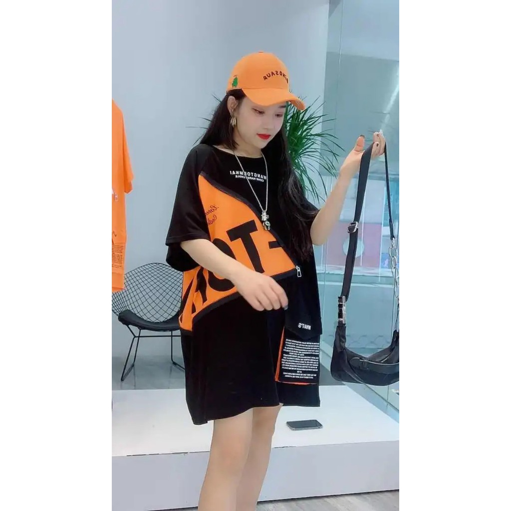 Áo Thun Nữ KSM Menswear FREESIZE Tay Lỡ UNISEX Cotton dày mịn có dây kéo kiểu A502