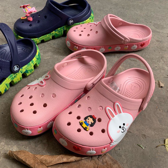 Dép cross cho bé trai và bé gái  hoạ tiết croos thỏ hồng bunny, ngựa ponny gấu brow, khung long