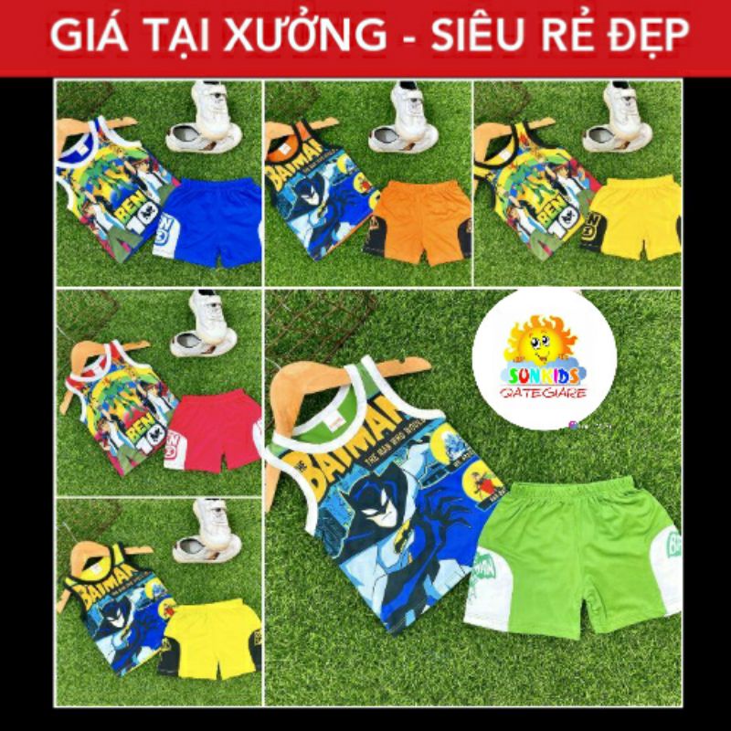 🔥TẬN GỐC🔥(6kg - 21kg) đồ bộ quần áo sát nách bé trai size nhí. Chất thun lạnh in 3d.Q1944/110