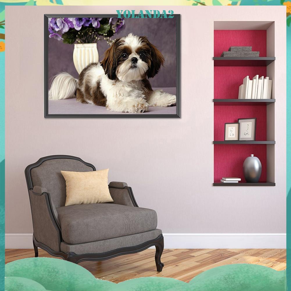 Tranh Đính Đá Kim Cương Toàn Bộ 5D DIY Hình Vẽ Chó Con