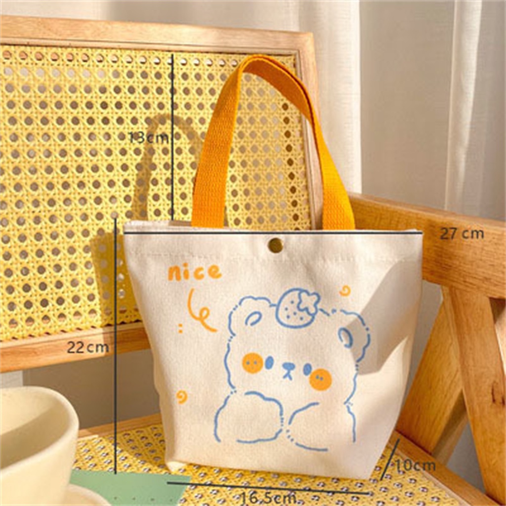 Túi vải canvas tote xách tay một vai di động sức chứa lớn mua sắm quà tặng sinh viên hoạt hình dễ thương