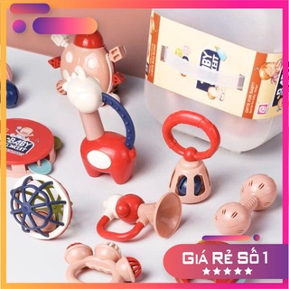 Bộ xúc xắc gặm nướu Baby Conciet/ đồ chơi xúc xắc/ gặm nướu hộp 9 chi tiết an toàn cho bé