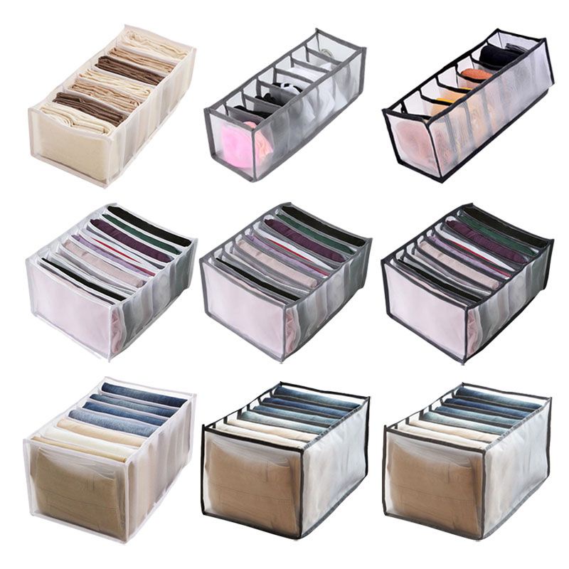 6/7 Grids Clothes Jeans Pants Storage Bag Drawer Mesh Divider Organizer Boxes