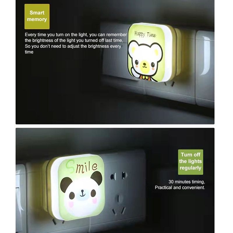 Đèn LED Licer họa tiết phim hoạt hình cắm tường có thể điều khiển từ xa dành cho phòng ngủ trẻ em đầu giường