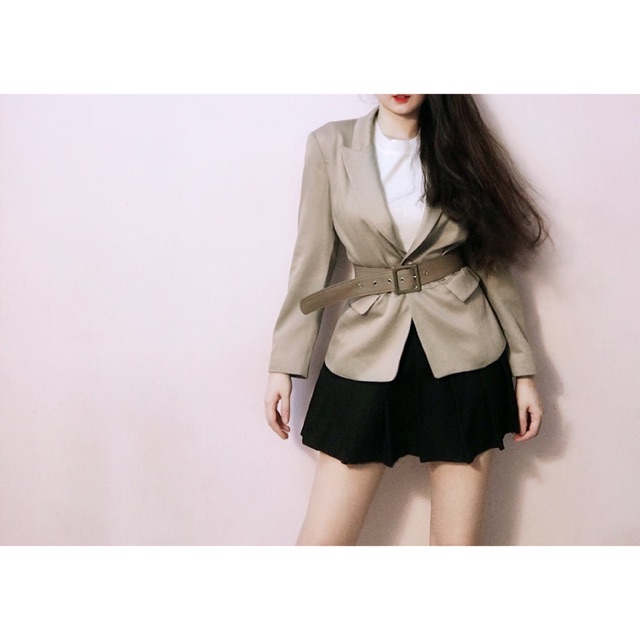 Vest blazer 1 nút vàng túi gập