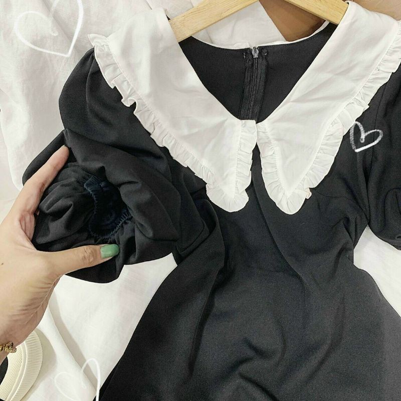 HÀNG SẴN HÀNG SẴN ĐẦM ĐEN CỔ BÈO TRẮNG🎀VIDEO THẬT SHOP QUAY SIÊU HOT SIÊU HOT | BigBuy360 - bigbuy360.vn