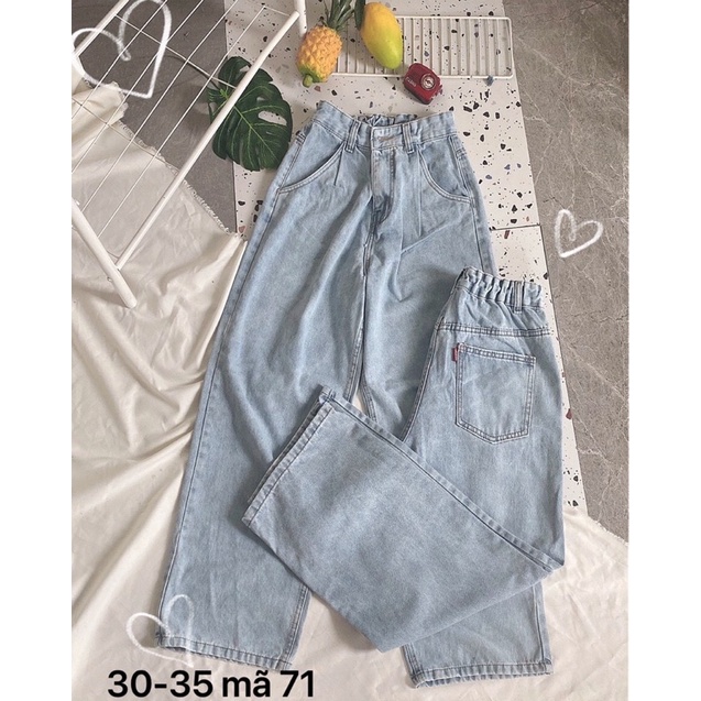 Quần Jean Nữ Bigsize Lưng Cao Bo Thun Ống Rộng Ms71