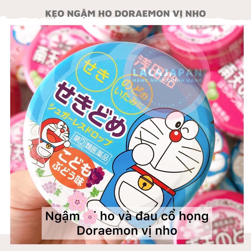 Kẹo ngậm ho Doraemon Nhật Bản thông cổ mát họng vị dâu và nho