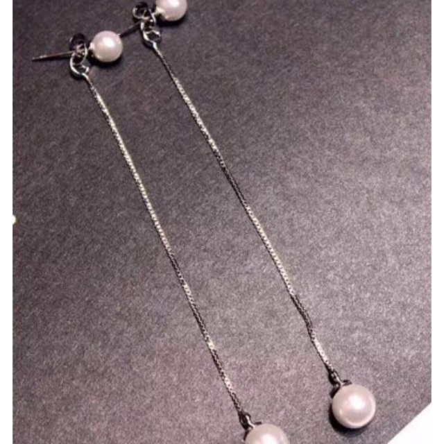 Khuyên tai treo Ngọc nhân tạo bạc ta mẫu dài móc 4 lá