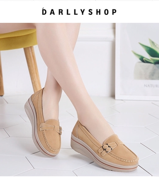 Giày Lười Đế Dày Chất Liệu Da Thời Trang Cho Nữ