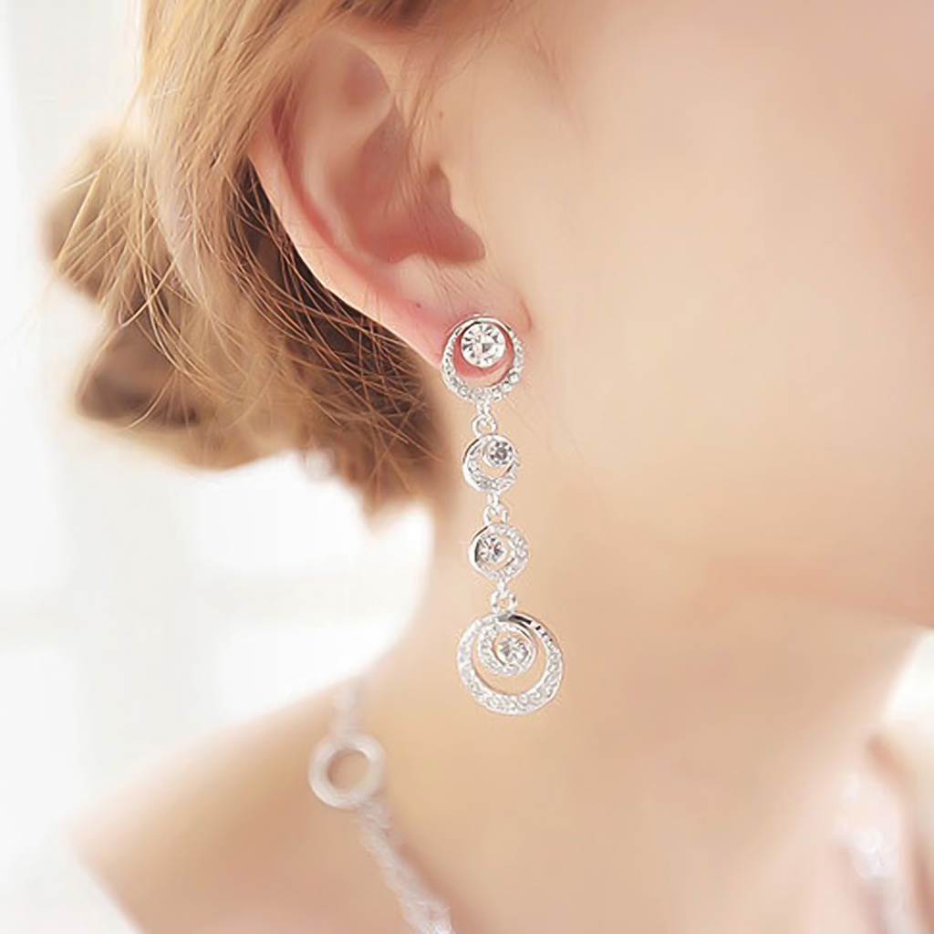 Đôi bông tai rơi đính kim cương thời trang cho nữ