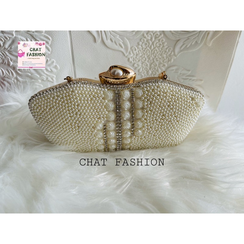 Túi đi tiệc cao cấp ngọc trai giả dáng thuyền