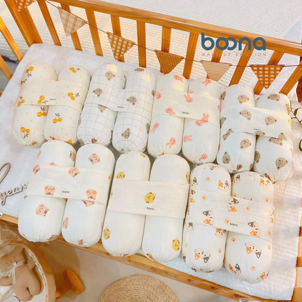 Bộ gối chặn cho bé Boona vải muslin cao cấp tạo cảm giác êm ái giúp bé ngủ ngon chống giật mình